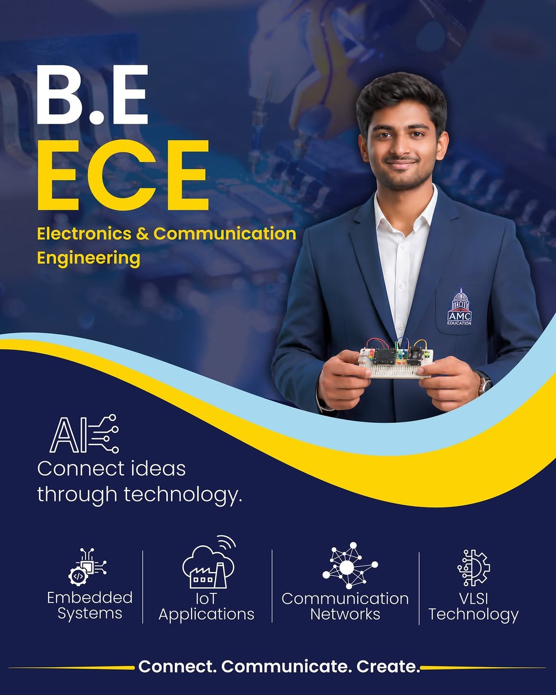 B.E. Electronics and Communication Engineering at AMC — Embedded Systems, IoT Applications, Communication Networks, VLSI Technology